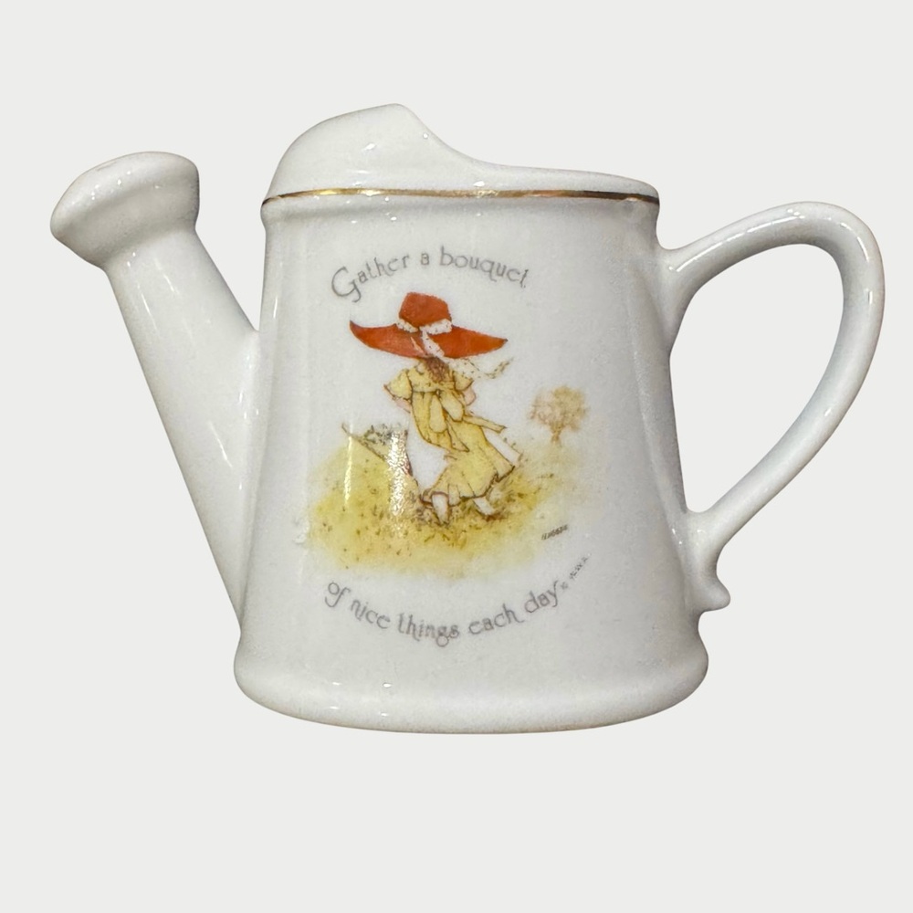 Vintage Holly Hobbie Small Genuine Porcelain Watering Can